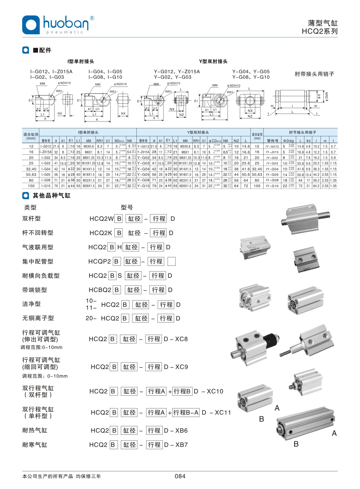 HCQ2薄型氣缸，標準型